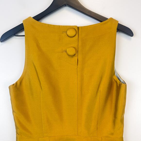 Maeve Anthropologie Size 4 Fit & Flare Mini Silk Wool Blend Dress Yellow Gold - Picture 9 of 10